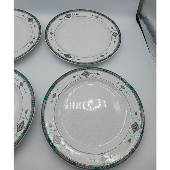 4 Salad Plates Studio Nova Adirondack Mauve Geen Aztec Southwestern Y2201 - Picture 7 of 10